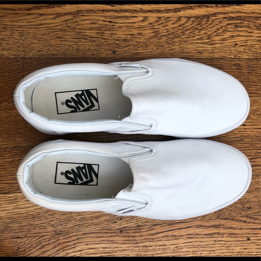VANS- white canvas slip ons size 8.5 US Women